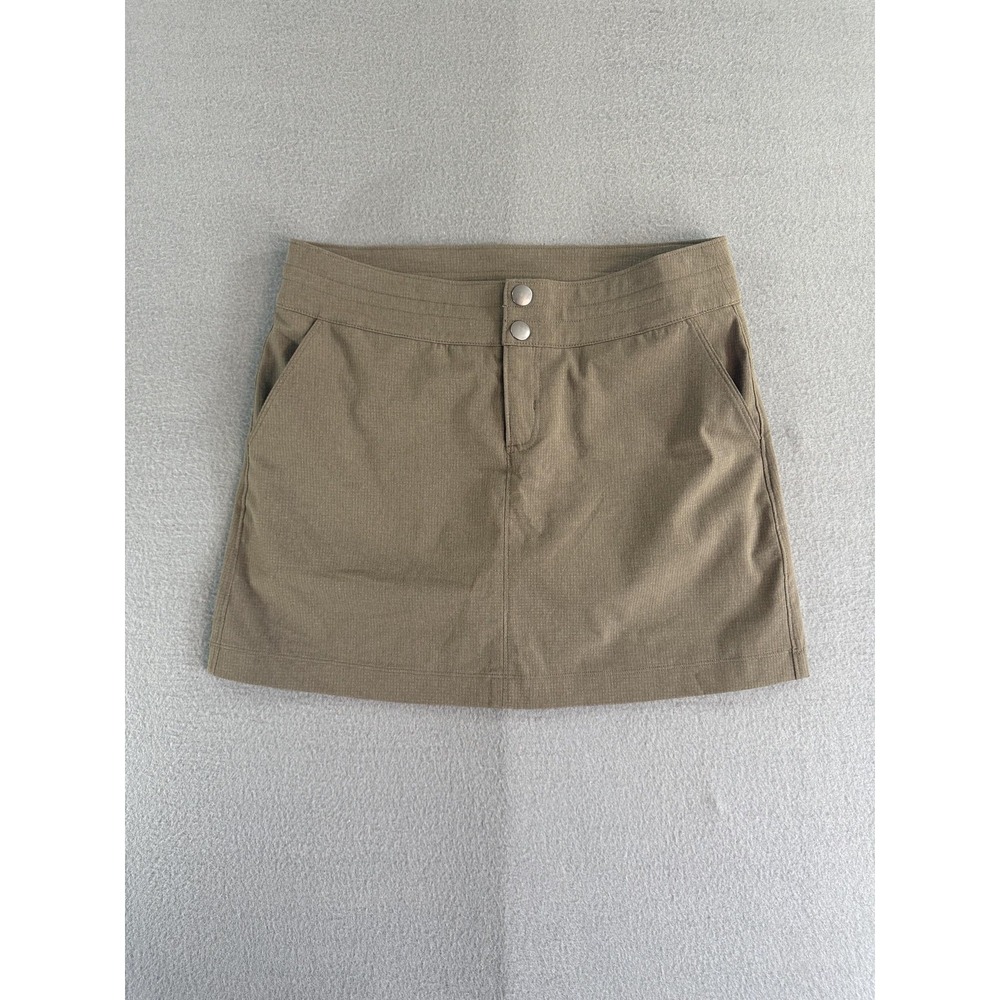 PrAna Skort Womens 2 Beige Nylon Hiking Lined Zip Pocket Outdoor Athletic Travel